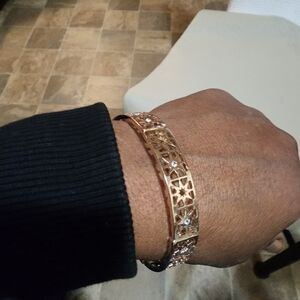 Bijoux Terner Rose Gold Star Stretch Bracelet With Rhinestones